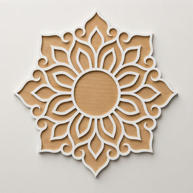 TodFod Wooden MDF Rangoli Floor Decor | 12x12 Inch Mandala Cut-Out Frame for Festivals & Home Decor