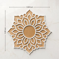 TodFod Wooden MDF Rangoli Floor Decor | 12x12 Inch Mandala Cut-Out Frame for Festivals & Home Decor