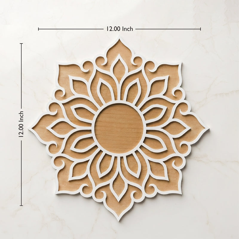 TodFod Wooden MDF Rangoli Floor Decor | 12x12 Inch Mandala Cut-Out Frame for Festivals & Home Decor