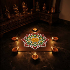 TodFod Wooden MDF Rangoli Floor Decor | 12x12 Inch Mandala Cut-Out Frame for Festivals & Home Decor