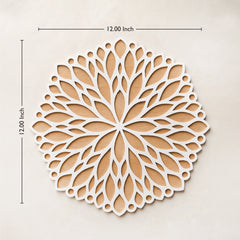 TodFod Wooden MDF Rangoli Floor Decor | 12x12 Inch Mandala Cut-Out Frame for Festivals & Home Decor