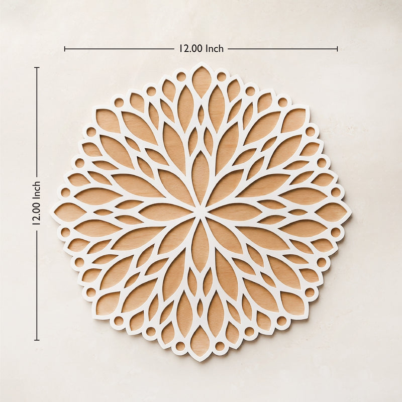 TodFod Wooden MDF Rangoli Floor Decor | 12x12 Inch Mandala Cut-Out Frame for Festivals & Home Decor