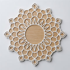 Todfod Wooden Sun Mandala Rangoli for Floor Decoration Reusable MDF Rangoli for Diwali Home Entrance Pooja Festival Decor 12 Inch