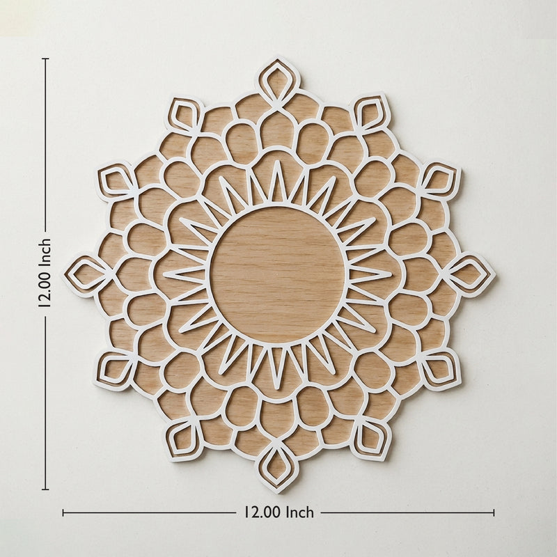 Todfod Wooden Sun Mandala Rangoli for Floor Decoration Reusable MDF Rangoli for Diwali Home Entrance Pooja Festival Decor 12 Inch