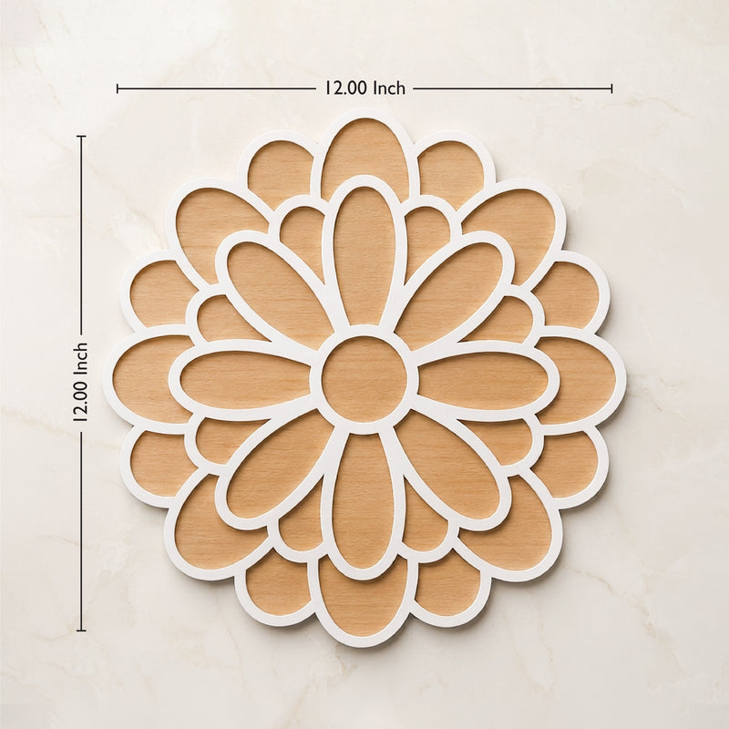 TodFod Wooden MDF Rangoli Floor Decor | 12x12 Inch Mandala Cut-Out Frame for Festivals & Home Decor