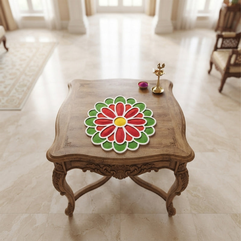 TodFod Wooden MDF Rangoli Floor Decor | 12x12 Inch Mandala Cut-Out Frame for Festivals & Home Decor