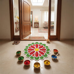 TodFod Wooden MDF Rangoli Floor Decor | 12x12 Inch Mandala Cut-Out Frame for Festivals & Home Decor