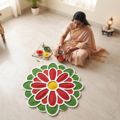 TodFod Wooden MDF Rangoli Floor Decor | 12x12 Inch Mandala Cut-Out Frame for Festivals & Home Decor