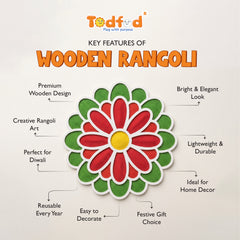TodFod Wooden MDF Rangoli Floor Decor | 12x12 Inch Mandala Cut-Out Frame for Festivals & Home Decor