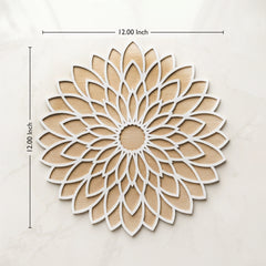 TodFod Wooden MDF Rangoli Floor Decor | 12x12 Inch Mandala Cut-Out Frame for Festivals & Home Decor