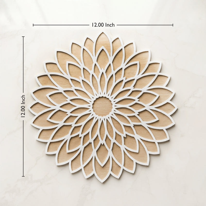 TodFod Wooden MDF Rangoli Floor Decor | 12x12 Inch Mandala Cut-Out Frame for Festivals & Home Decor