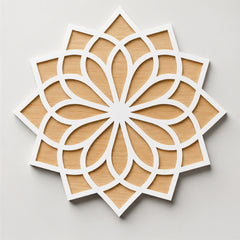 TodFod Wooden MDF Rangoli Floor Decor | 12x12 Inch Mandala Cut-Out Frame for Festivals & Home Decor