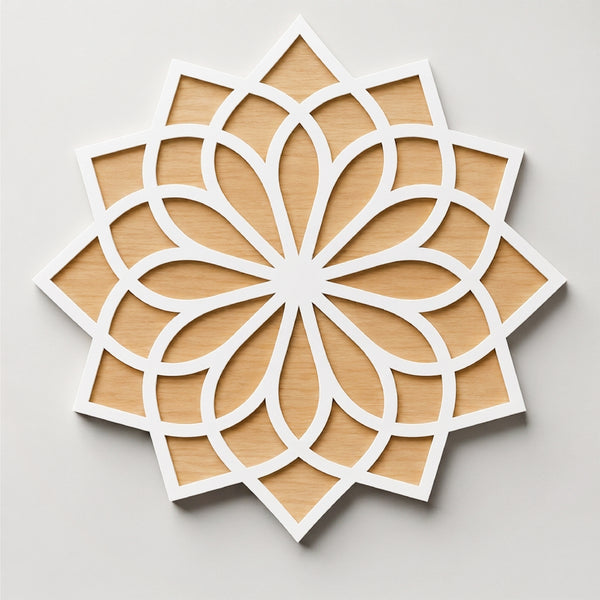 TodFod Wooden MDF Rangoli Floor Decor | 12x12 Inch Mandala Cut-Out Frame for Festivals & Home Decor