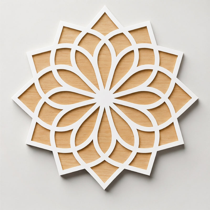 TodFod Wooden MDF Rangoli Floor Decor | 12x12 Inch Mandala Cut-Out Frame for Festivals & Home Decor
