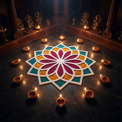 TodFod Wooden MDF Rangoli Floor Decor | 12x12 Inch Mandala Cut-Out Frame for Festivals & Home Decor
