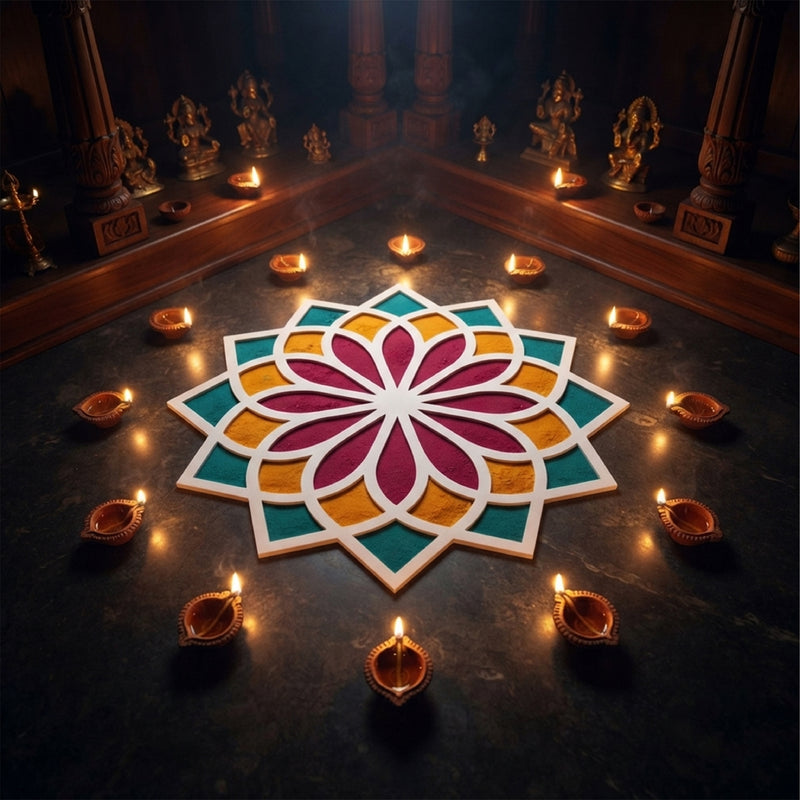 TodFod Wooden MDF Rangoli Floor Decor | 12x12 Inch Mandala Cut-Out Frame for Festivals & Home Decor