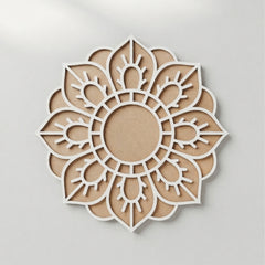 TodFod Wooden MDF Rangoli Floor Decor | 12x12 Inch Mandala Cut-Out Frame for Festivals & Home Decor