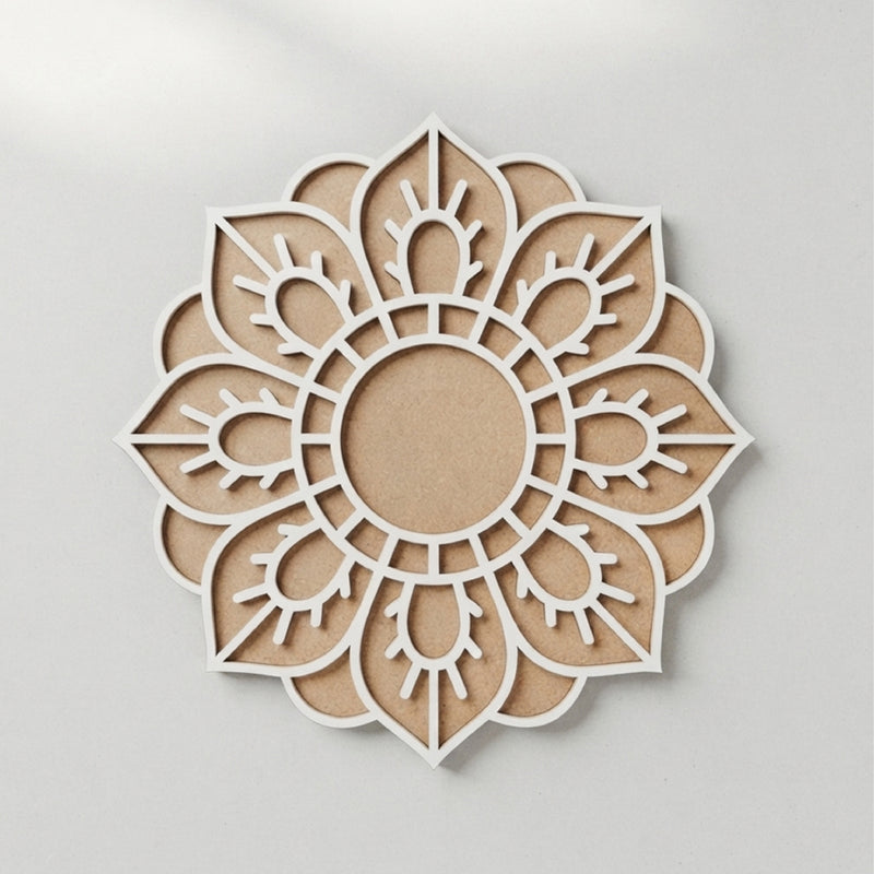 TodFod Wooden MDF Rangoli Floor Decor | 12x12 Inch Mandala Cut-Out Frame for Festivals & Home Decor