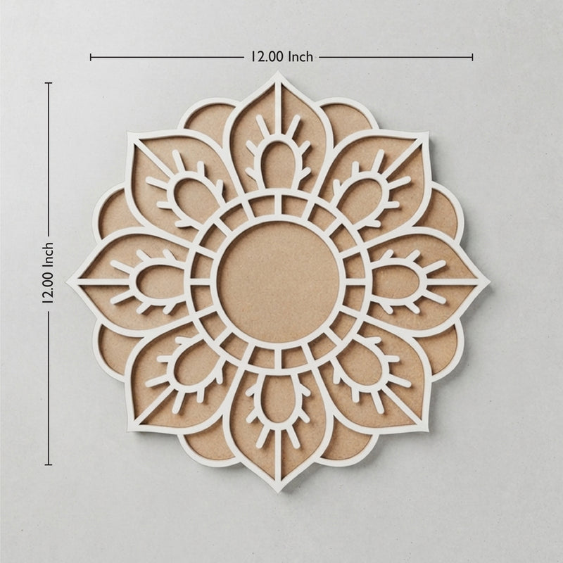 TodFod Wooden MDF Rangoli Floor Decor | 12x12 Inch Mandala Cut-Out Frame for Festivals & Home Decor