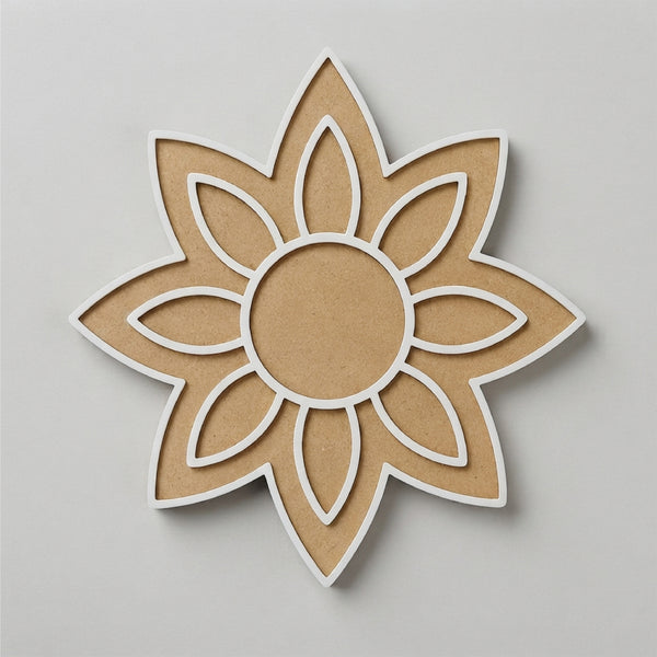 Todfod Wooden Flower Rangoli for Floor Decoration Reusable MDF Rangoli for Diwali Home Entrance Pooja Festival Decor 8 Inch
