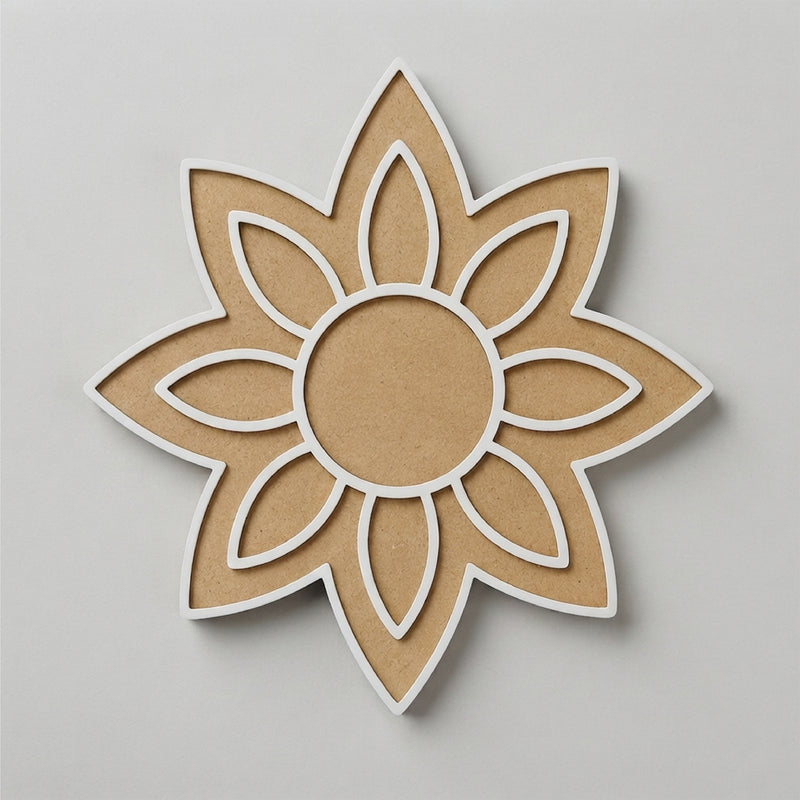 Todfod Wooden Flower Rangoli for Floor Decoration Reusable MDF Rangoli for Diwali Home Entrance Pooja Festival Decor 8 Inch