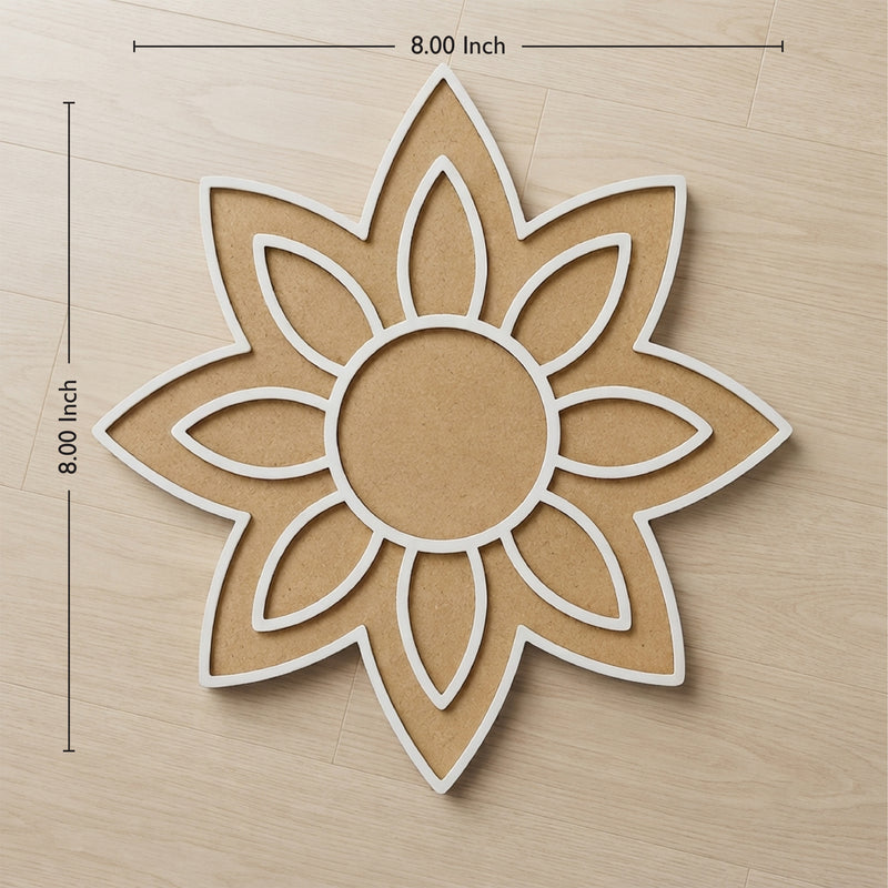 Todfod Wooden Flower Rangoli for Floor Decoration Reusable MDF Rangoli for Diwali Home Entrance Pooja Festival Decor 8 Inch