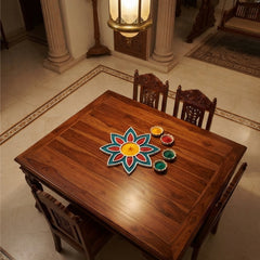 Todfod Wooden Flower Rangoli for Floor Decoration Reusable MDF Rangoli for Diwali Home Entrance Pooja Festival Decor 8 Inch