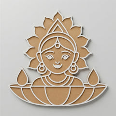 Todfod Wooden Lakshmi Rangoli for Floor Decoration Reusable MDF Diwali Rangoli for Home Entrance Pooja Festival Decor 12 Inch