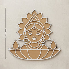 Todfod Wooden Lakshmi Rangoli for Floor Decoration Reusable MDF Diwali Rangoli for Home Entrance Pooja Festival Decor 12 Inch