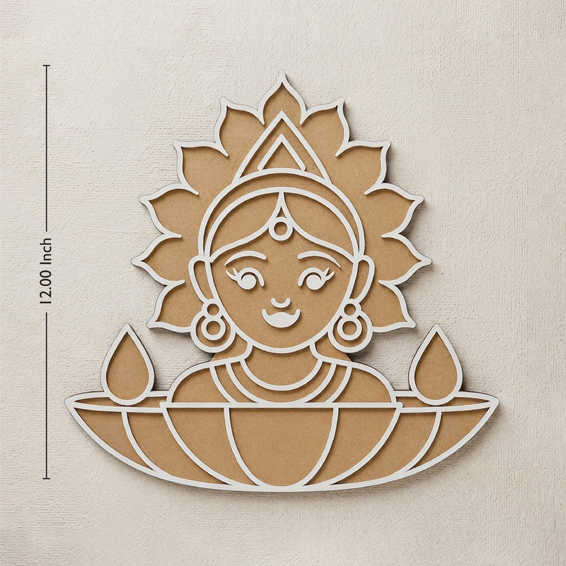 Todfod Wooden Lakshmi Rangoli for Floor Decoration Reusable MDF Diwali Rangoli for Home Entrance Pooja Festival Decor 12 Inch