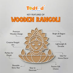 Todfod Wooden Lakshmi Rangoli for Floor Decoration Reusable MDF Diwali Rangoli for Home Entrance Pooja Festival Decor 12 Inch