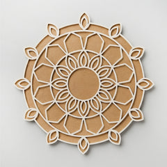 Todfod Wooden Mandala Rangoli for Floor Decoration Reusable MDF Rangoli for Diwali Home Entrance Pooja Festival Decor 12 Inch