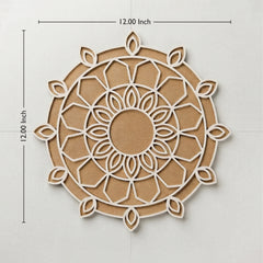 Todfod Wooden Mandala Rangoli for Floor Decoration Reusable MDF Rangoli for Diwali Home Entrance Pooja Festival Decor 12 Inch
