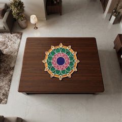 Todfod Wooden Mandala Rangoli for Floor Decoration Reusable MDF Rangoli for Diwali Home Entrance Pooja Festival Decor 12 Inch