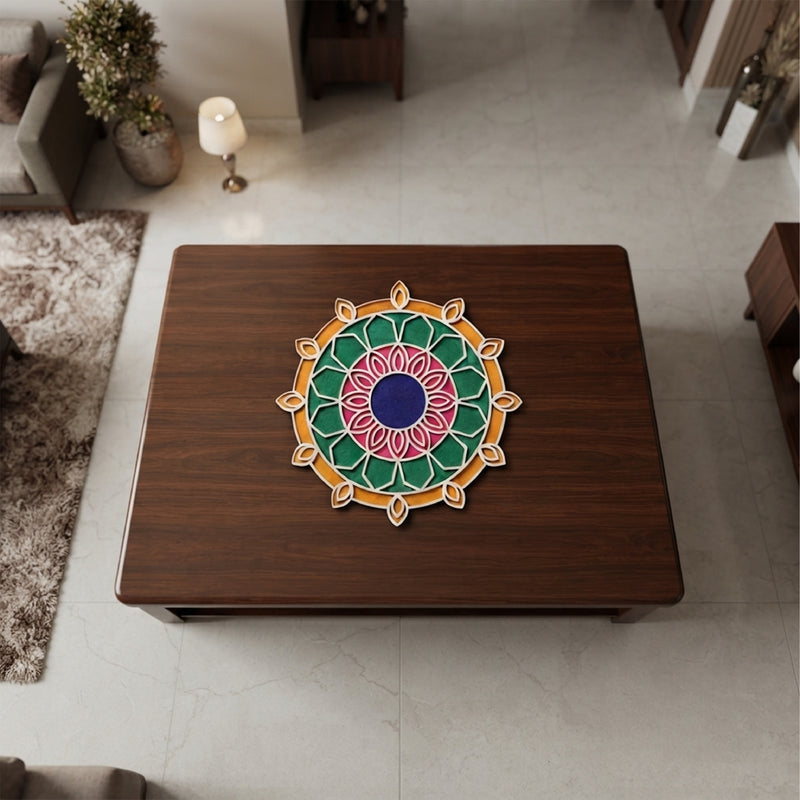 Todfod Wooden Mandala Rangoli for Floor Decoration Reusable MDF Rangoli for Diwali Home Entrance Pooja Festival Decor 12 Inch