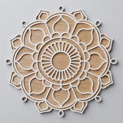 Todfod Wooden Floral Mandala Rangoli for Floor Decoration Reusable MDF Rangoli for Diwali Home Entrance Pooja Festival Decor 12 Inch