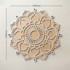 Todfod Wooden Floral Mandala Rangoli for Floor Decoration Reusable MDF Rangoli for Diwali Home Entrance Pooja Festival Decor 12 Inch