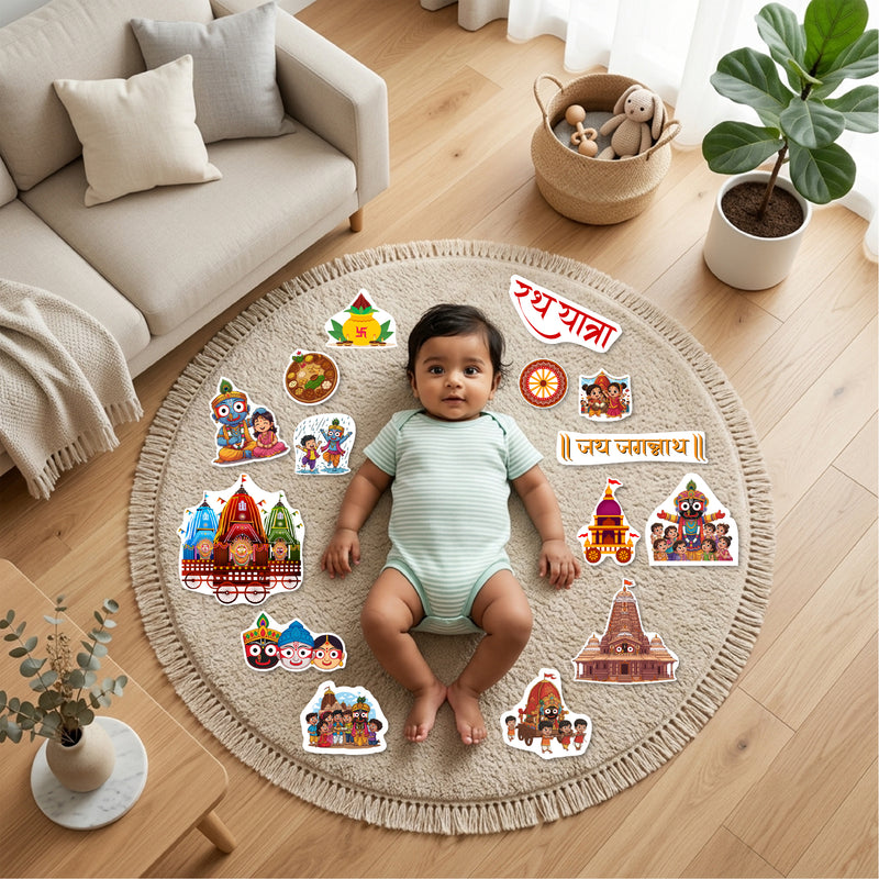 Rath Yatra Theme Baby Photoshoot Props | 15+ Cardpaper Cartoon Cutouts for Newborn Photography & Festival Decor