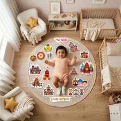 Rath Yatra Theme Baby Photoshoot Props | 15+ Cardpaper Cartoon Cutouts for Newborn Photography & Festival Decor