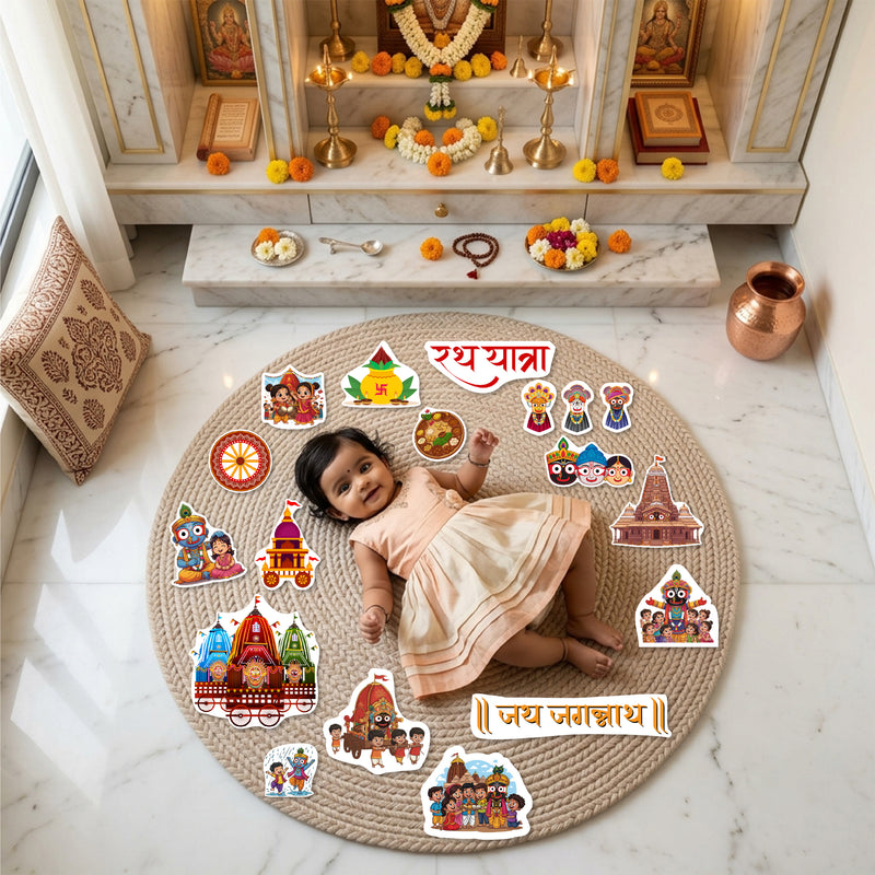 Rath Yatra Theme Baby Photoshoot Props | 15+ Cardpaper Cartoon Cutouts for Newborn Photography & Festival Decor