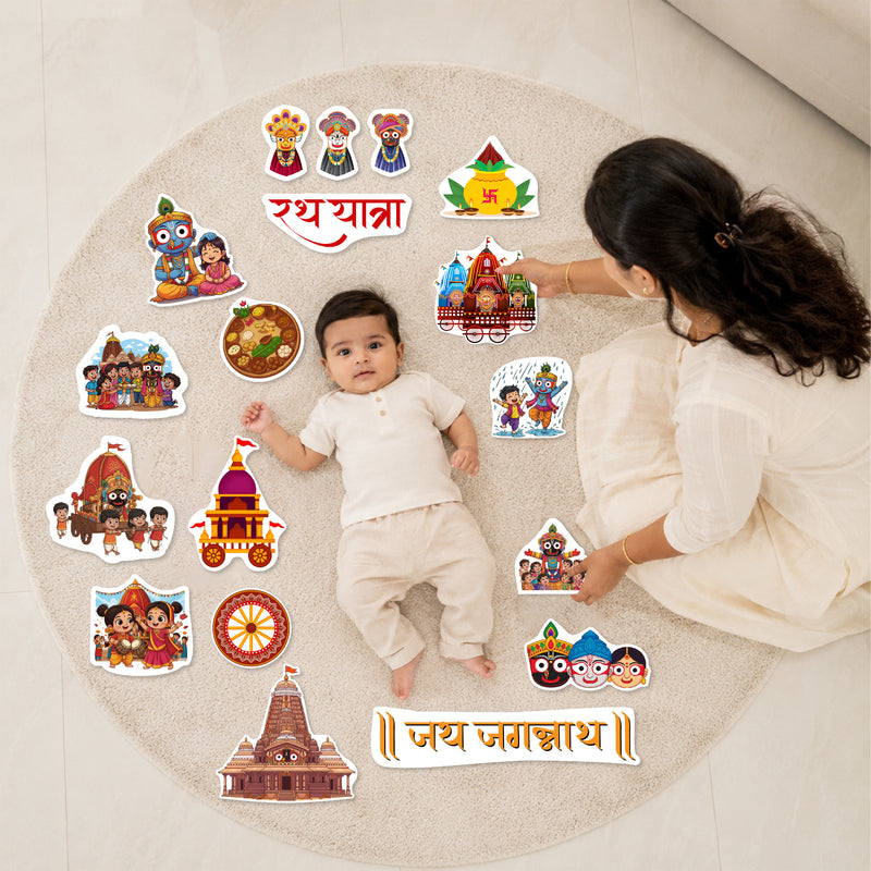 Rath Yatra Theme Baby Photoshoot Props | 15+ Cardpaper Cartoon Cutouts for Newborn Photography & Festival Decor