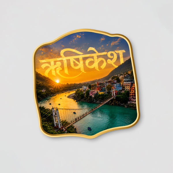 Todfod Rishikesh Fridge Magnet | Wooden Rishikesh Ganga River & Lakshman Jhula Souvenir Refrigerator Magnet | Uttarakhand Spiritual Travel Decorative Magnet for Kitchen, Home & Office | 3 Inch