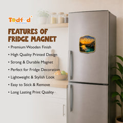 Todfod Rishikesh Fridge Magnet | Wooden Rishikesh Ganga River & Lakshman Jhula Souvenir Refrigerator Magnet | Uttarakhand Spiritual Travel Decorative Magnet for Kitchen, Home & Office | 3 Inch