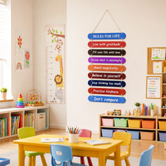TodFod Rules of Life Wall Hanging Decor | 24x11 Inch Motivational Multi-Color Wooden Plank Sign for Home & Office - Todfod