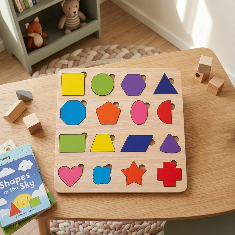 Shape Matching Wooden Puzzle Board for Kids – Todfod
