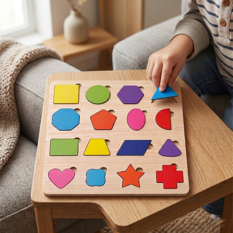 Shape Matching Wooden Puzzle Board for Kids – Todfod
