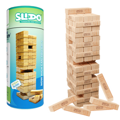 Slido Wooden Stacking Blocks Game 54 Pieces | Classic Tower Building Board Game for Kids & Family | Wooden Balance Blocks for Skill, Focus & Coordination | Indoor Party Game