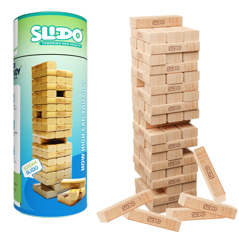 Slido Wooden Stacking Blocks Game 54 Pieces | Classic Tower Building Board Game for Kids & Family | Wooden Balance Blocks for Skill, Focus & Coordination | Indoor Party Game