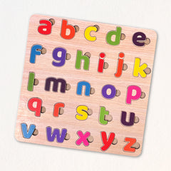 Todfod Small abcd Wooden Alphabet Puzzle Board for Kids | Lowercase a to z Letter Matching Educational Toy | Montessori Wooden Learning Puzzle for Toddlers 2+ Years | Early Brain Development & Fine Motor Skills Toy