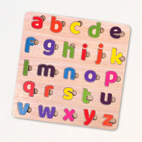 Todfod Small abcd Wooden Alphabet Puzzle Board for Kids | Lowercase a to z Letter Matching Educational Toy | Montessori Wooden Learning Puzzle for Toddlers 2+ Years | Early Brain Development & Fine Motor Skills Toy
